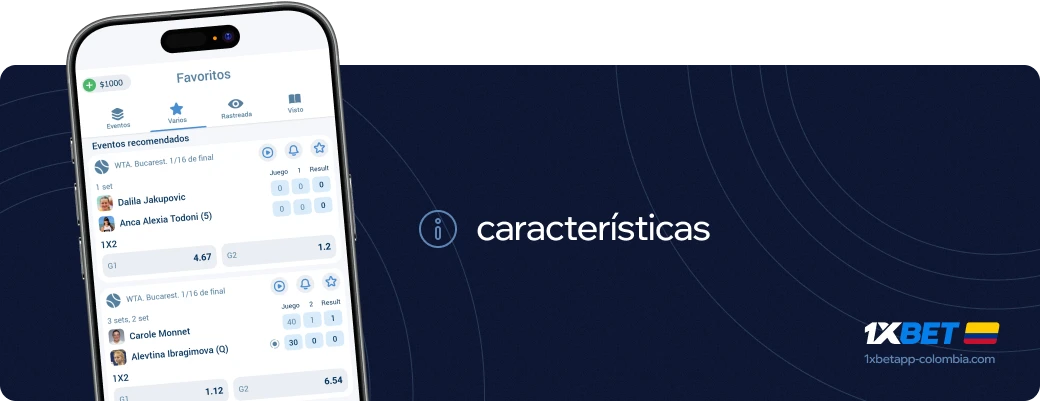Caracteristicas 1xbet apk Colombia